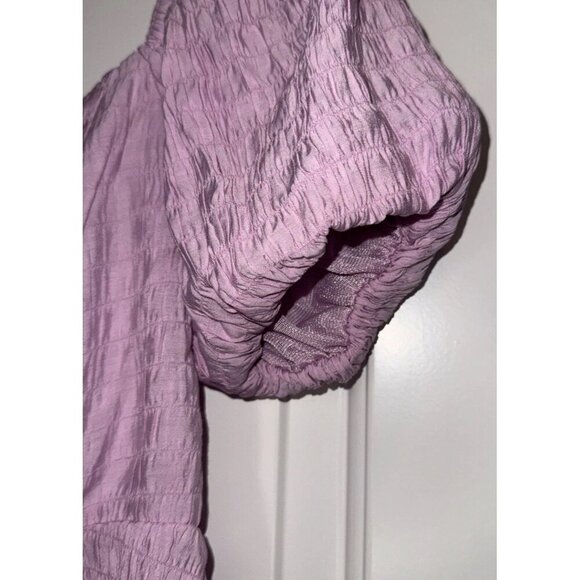 ASTR The Label Pink Smocked Puffy Bubble Sleeve Sweetheart Neck Blouse Top Sz S - Picture 3 of 9